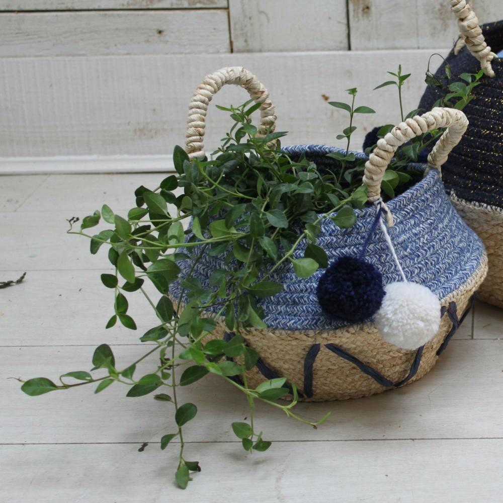 Blue Zig Zag Rope Basket Homeware