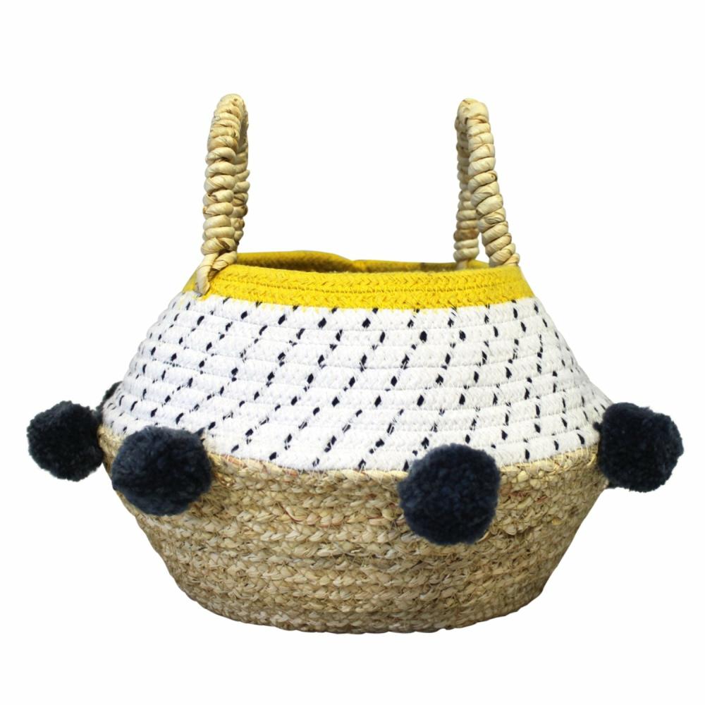 Grey Pom Pom Rope Basket Homeware