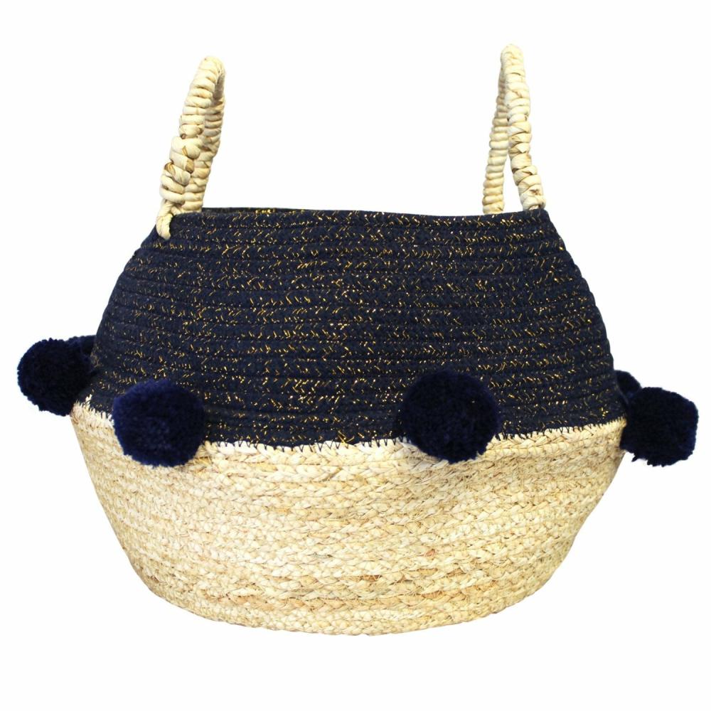 Navy Pom Pom Rope Basket Homeware