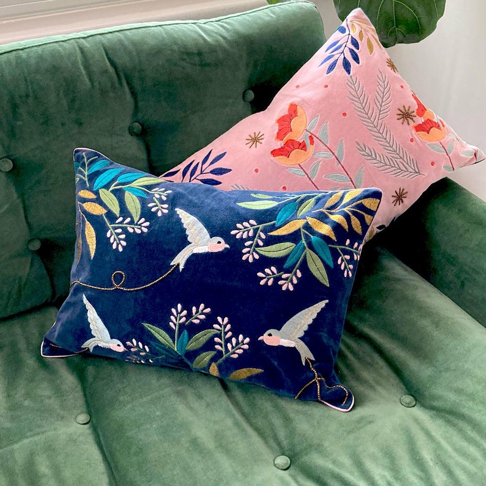 Velvet Bird Cushion Cushions