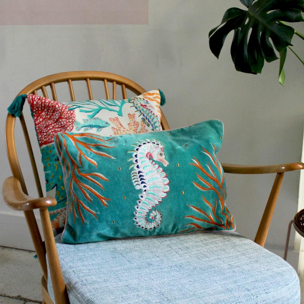 Velvet Seahorse Cushion Cushions